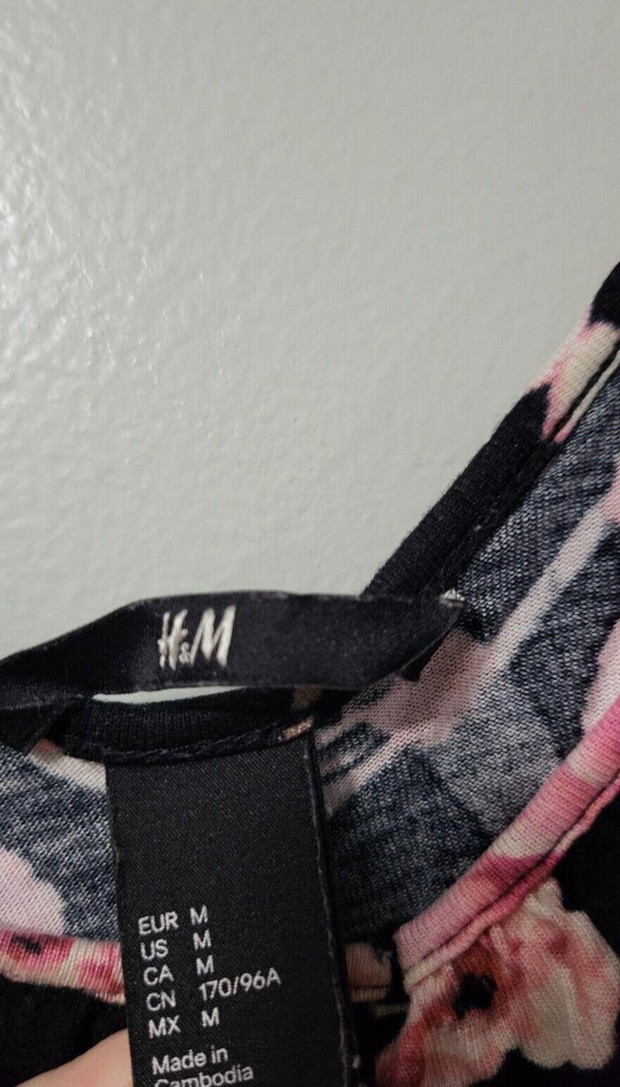H&M HM Dress Black Pink Floral Maxi Long Tank Top Blouson H&M Size M / US 6-8 / IT 42-44 - 3 Thumbnail