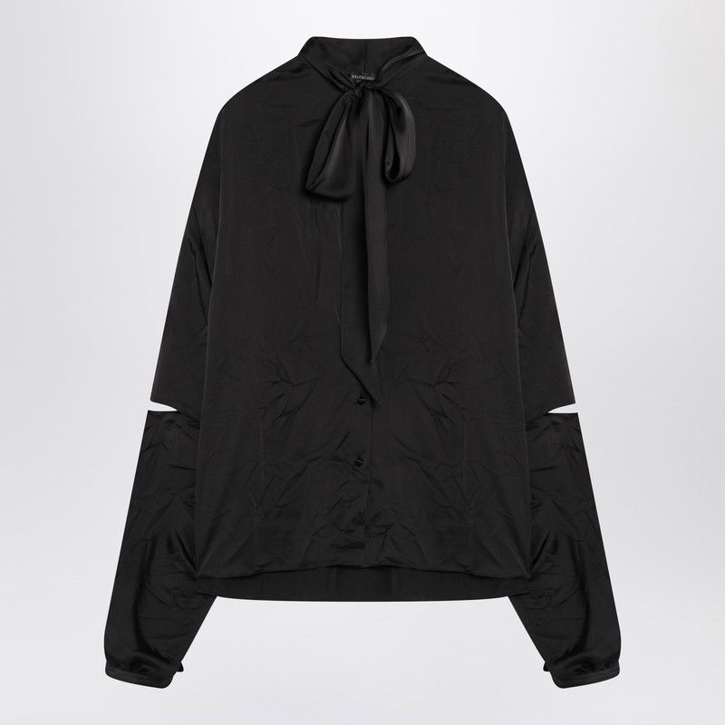 Balenciaga Balenciaga Black Satin Blouse With Bow Size S / US 4 / IT 40 - 1 Thumbnail