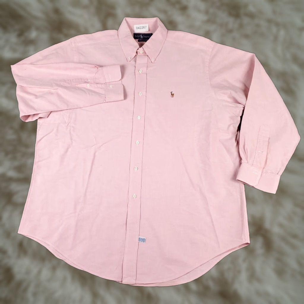Ralph Lauren Ralph Lauren Shirt Mens 17 Pink Pony Dress Shirt Button Up Long Sleeve STAINED Size 46R - 1 Thumbnail
