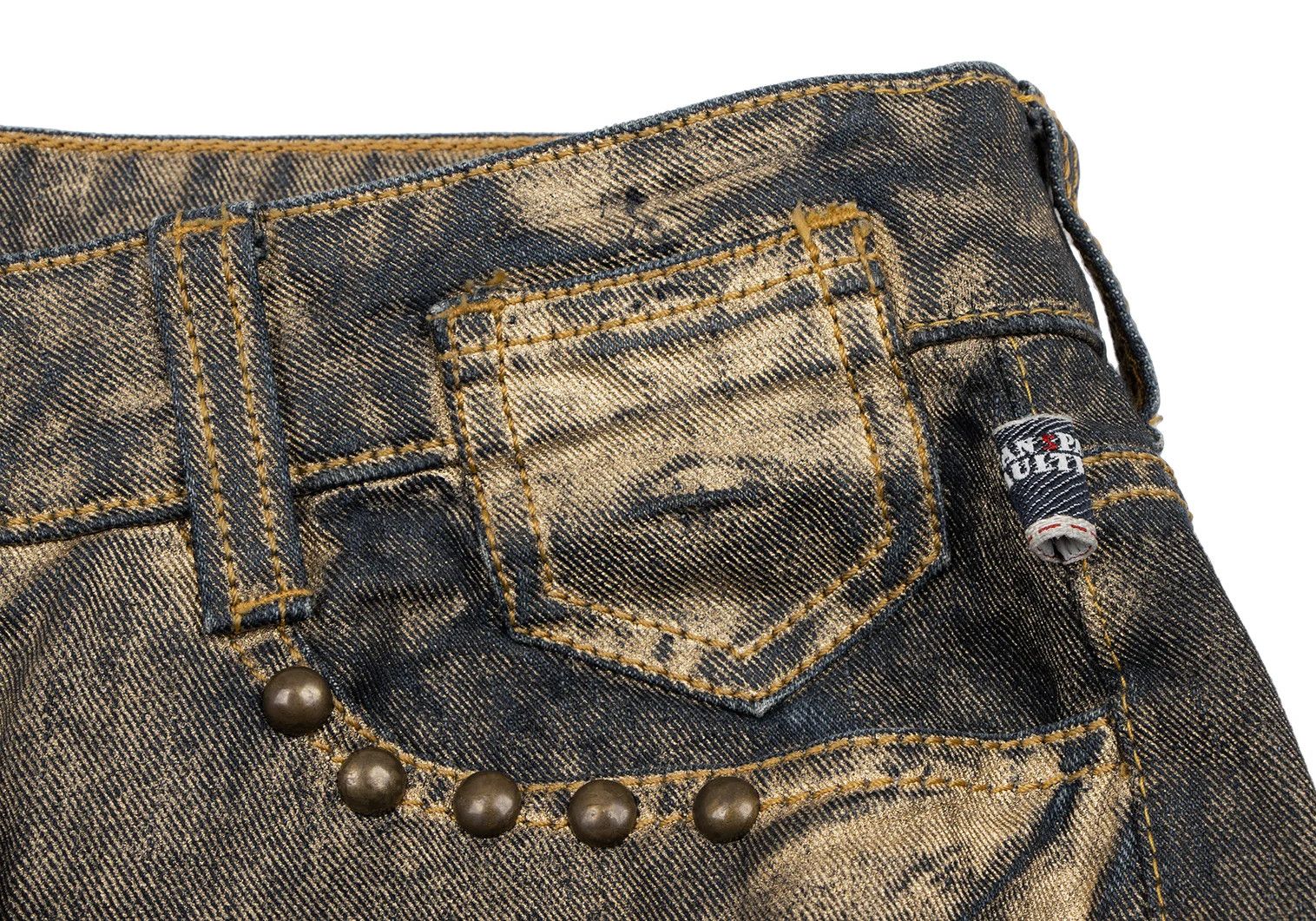 Jean Paul Gaultier Gold Paint Studded Zip Hem Denim in Indigo Gold 30 Size US 30 / EU 46 - 5 Thumbnail