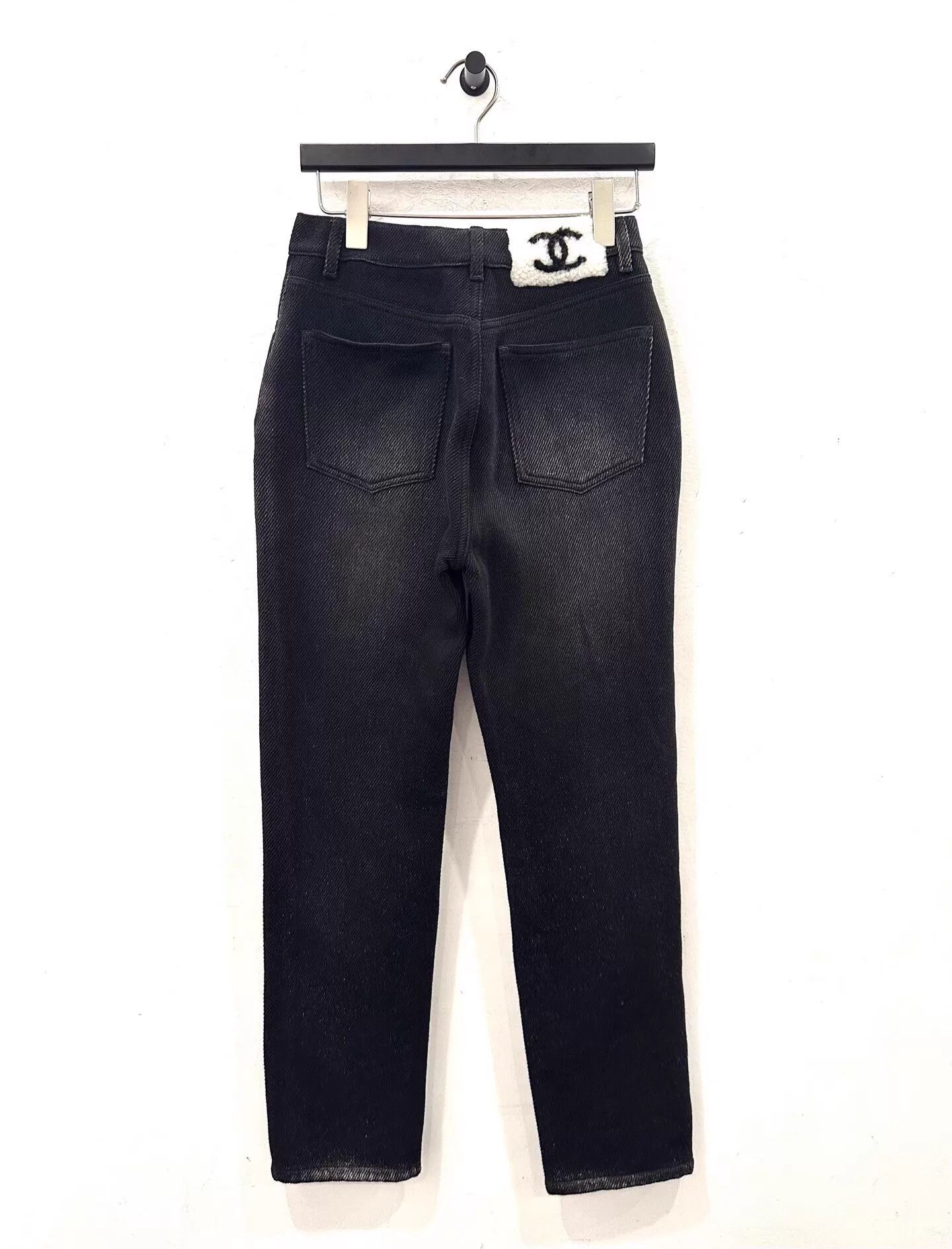 Chanel Ski Women's Black Cashmere Denim Back Double C Logo