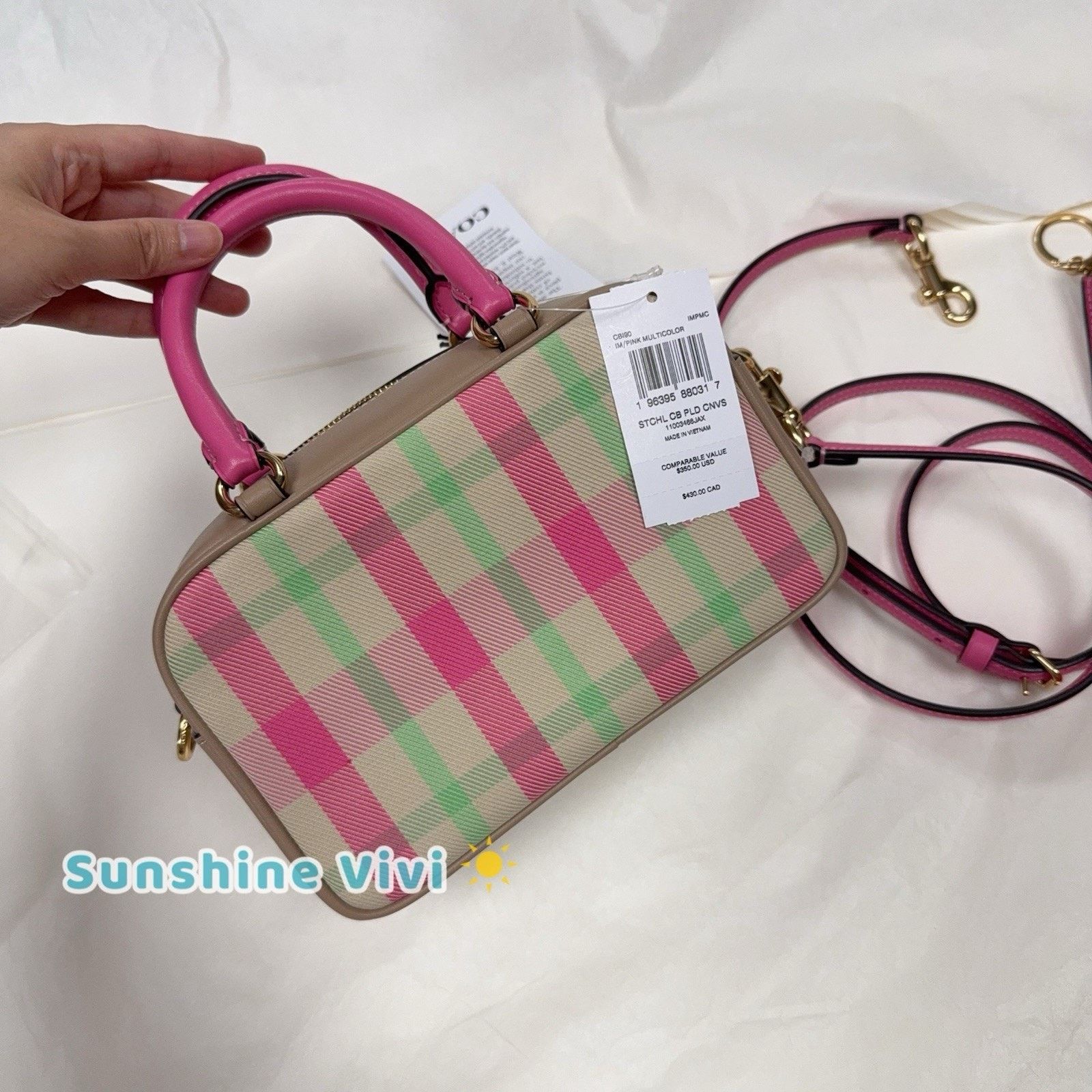 Coach NWT Bundle COACH Satchel Plaid Pink CBI90 & CBL88 ID Case Size ONE SIZE - 15 Thumbnail