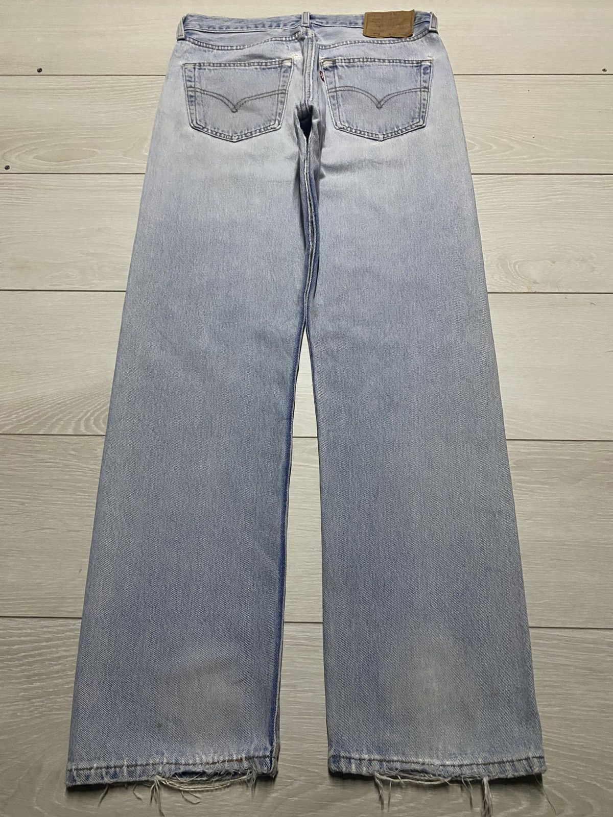Levi's Vintage Levis 501 Light Faded Blue Distressed Loose Jeans Size US 30 / EU 46 - 2 Thumbnail