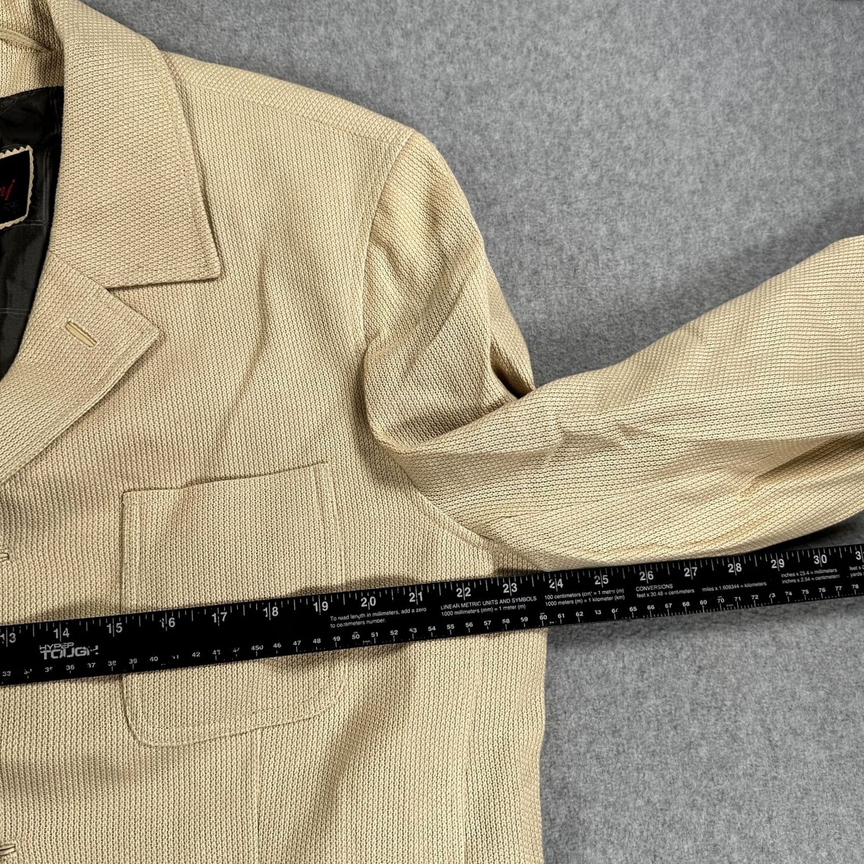 Brioni VINTAGE Brioni Sport Coat Mens M Beige Cotton Cashmere Leather Italy Shirt Size US M / EU 48-50 / 2 - 6 Thumbnail
