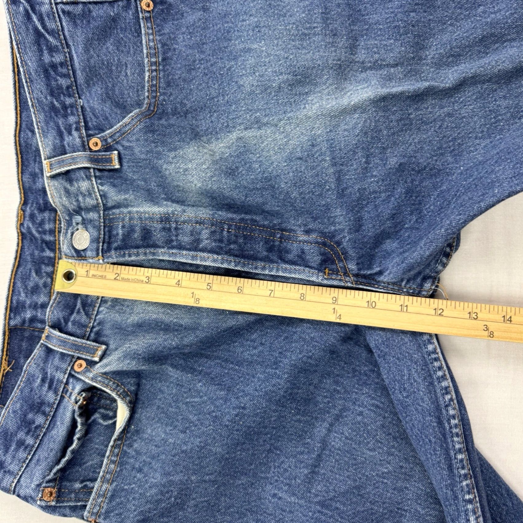 Levi's VINTAGE Levi's 501 Jeans Adult 35x34 Button Fly Straight Leg USA Hipster Blue Cotton Mens Size US 35 - 7 Thumbnail