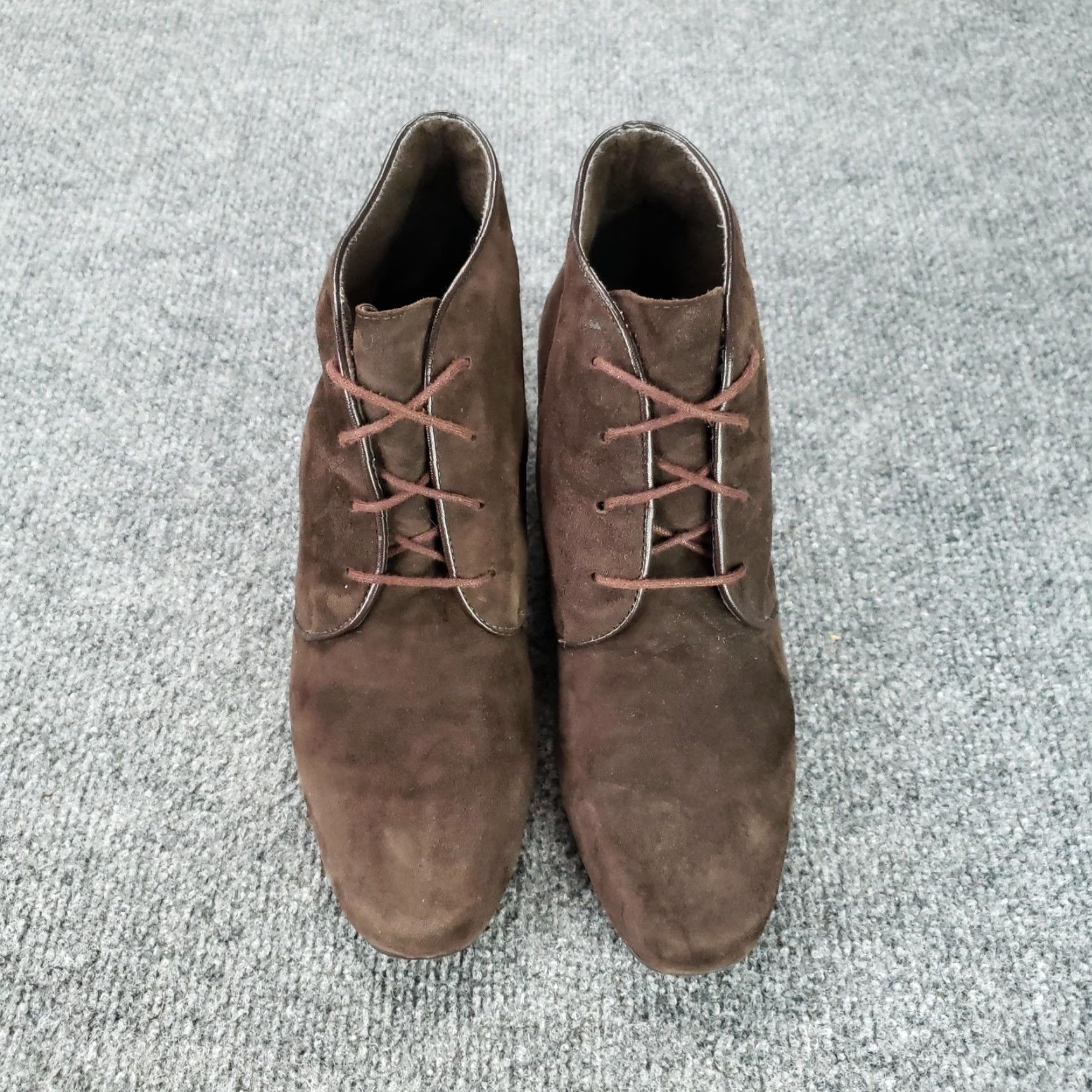 Vintage Munro American Boots Women US Womens 9 Brown Suede Ankle Wedge Booties Lace Up Size US 9 / IT 39 - 4 Thumbnail