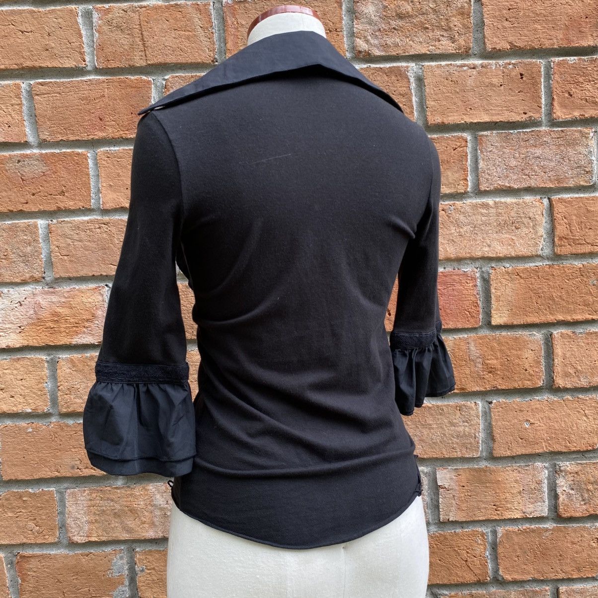 Designer × Japanese Brand Cook jeans Y2K Punk Black Ruffle Fitted Blouse Size M / US 6-8 / IT 42-44 - 25 Thumbnail