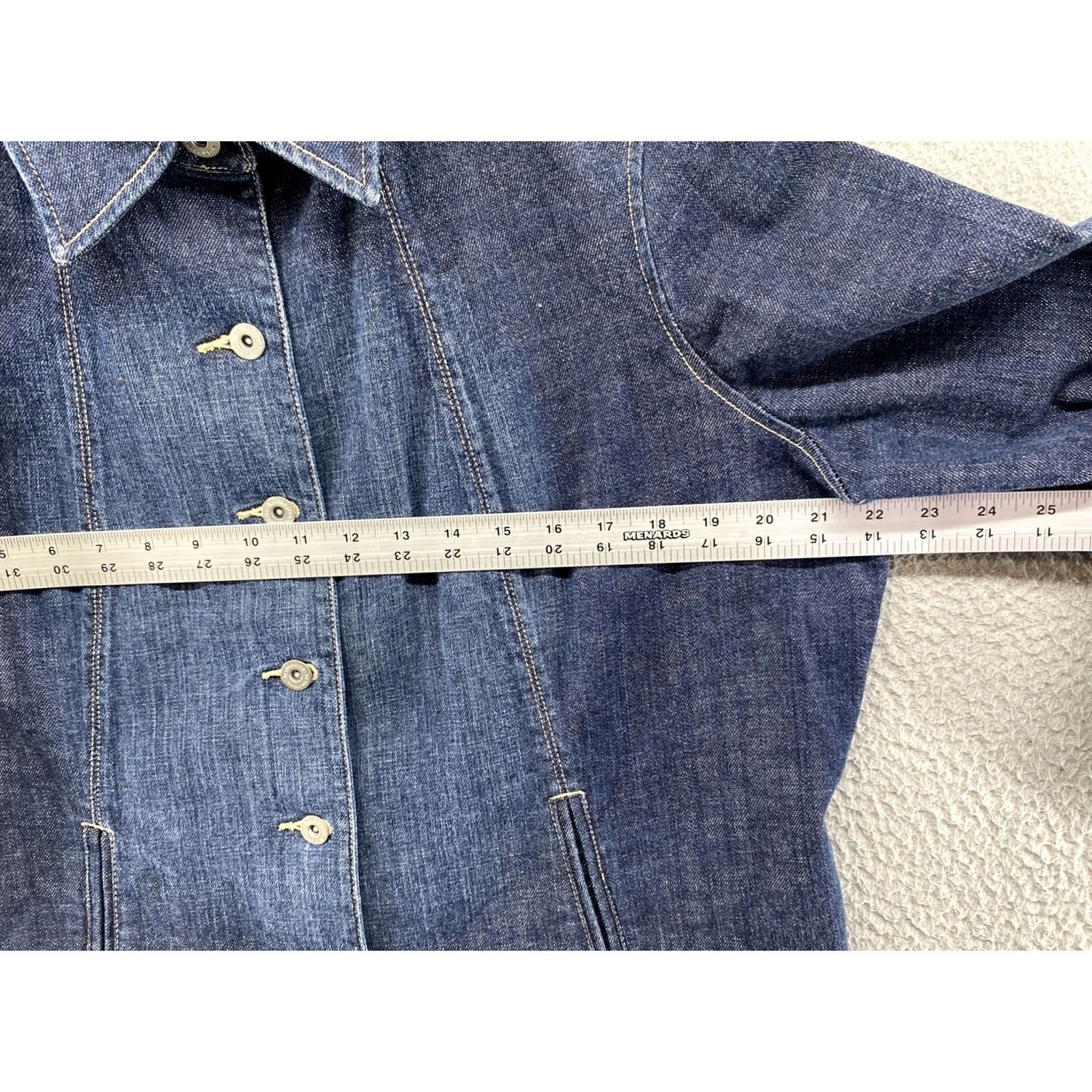 Liz Claiborne Liz Claiborne Denim Jacket Womens Size 1P Petite Dark Wash Button Up Jean Denim Casual Size 25" / US 0 / IT 36 - 3 Thumbnail