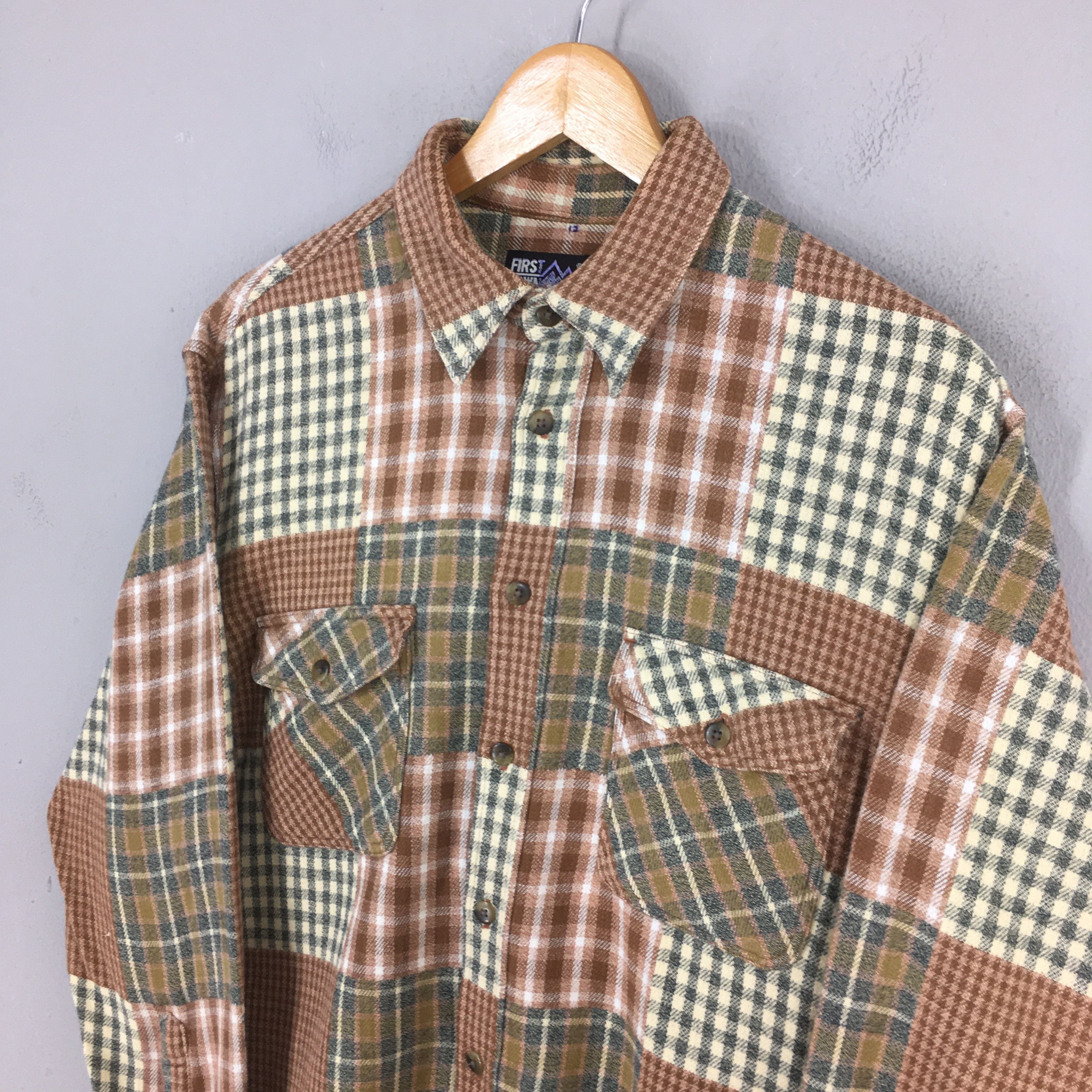 Vintage Vintage 90s Patchwork Tartan Flannel Shirt Large Size US L / EU 52-54 / 3 - 3 Thumbnail