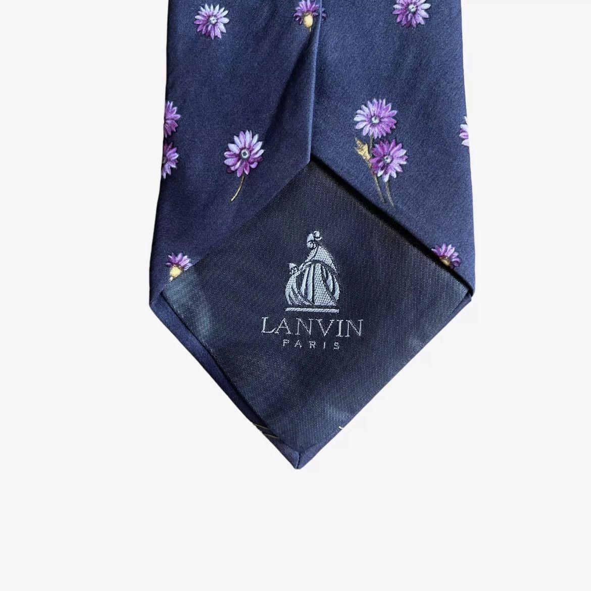 Lanvin Vintage 90s Lanvin Paris Violet Pink Floral Print Silk Tie Size ONE SIZE - 3 Thumbnail