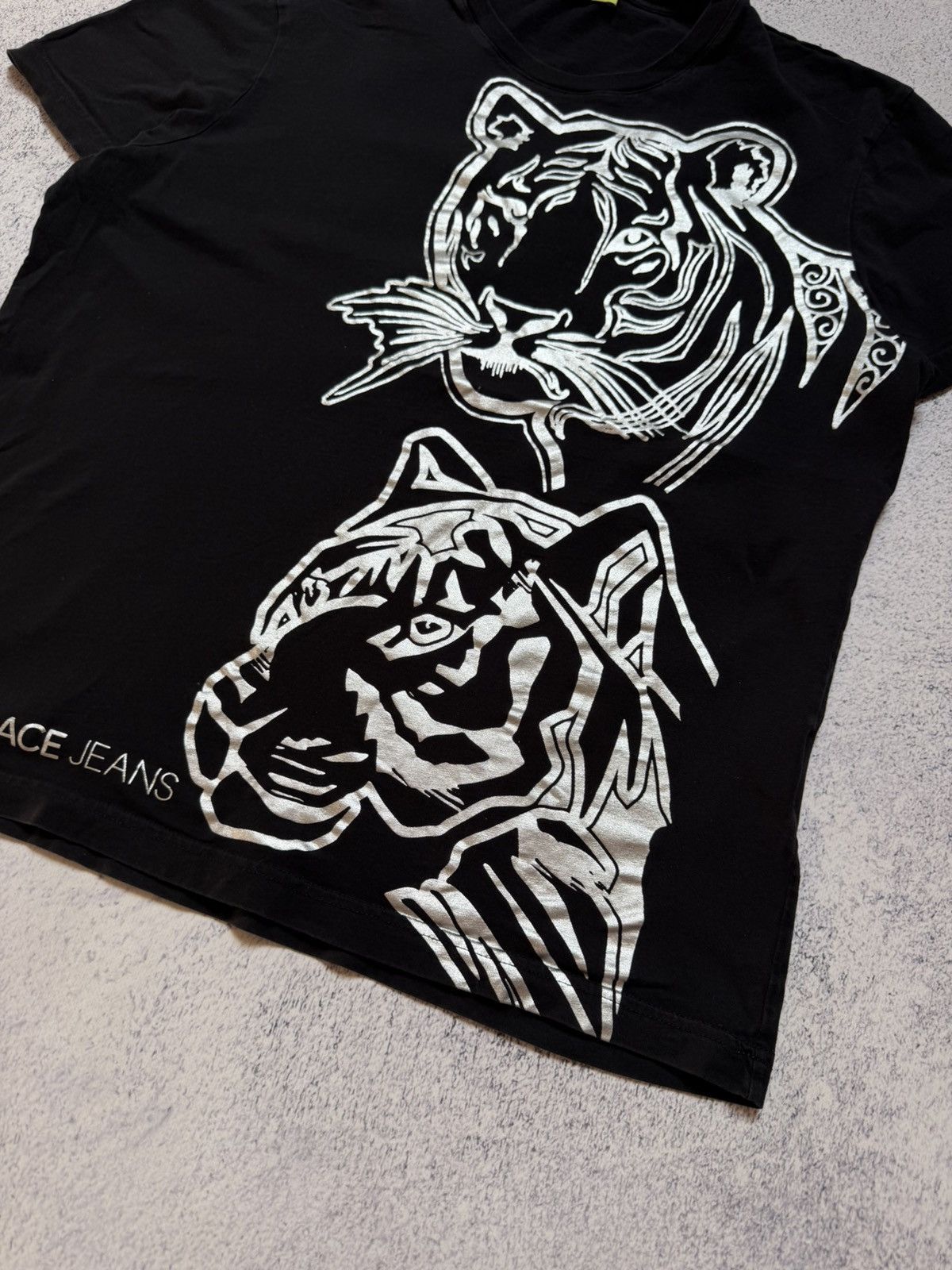 Versace VERSACE Tiger Big Cat Foil Metallic Graphic Tee Black Silver Size US XXL / EU 58 / 5 - 5 Thumbnail