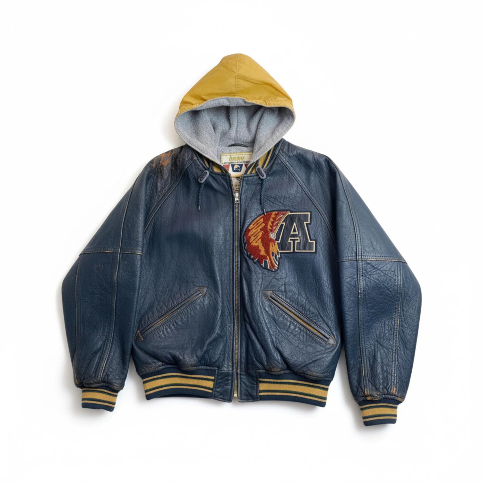 Avirex Avirex - Vintage Men's Leather Bomber Jacket with Hood Size US M / EU 48-50 / 2 - 1 Thumbnail