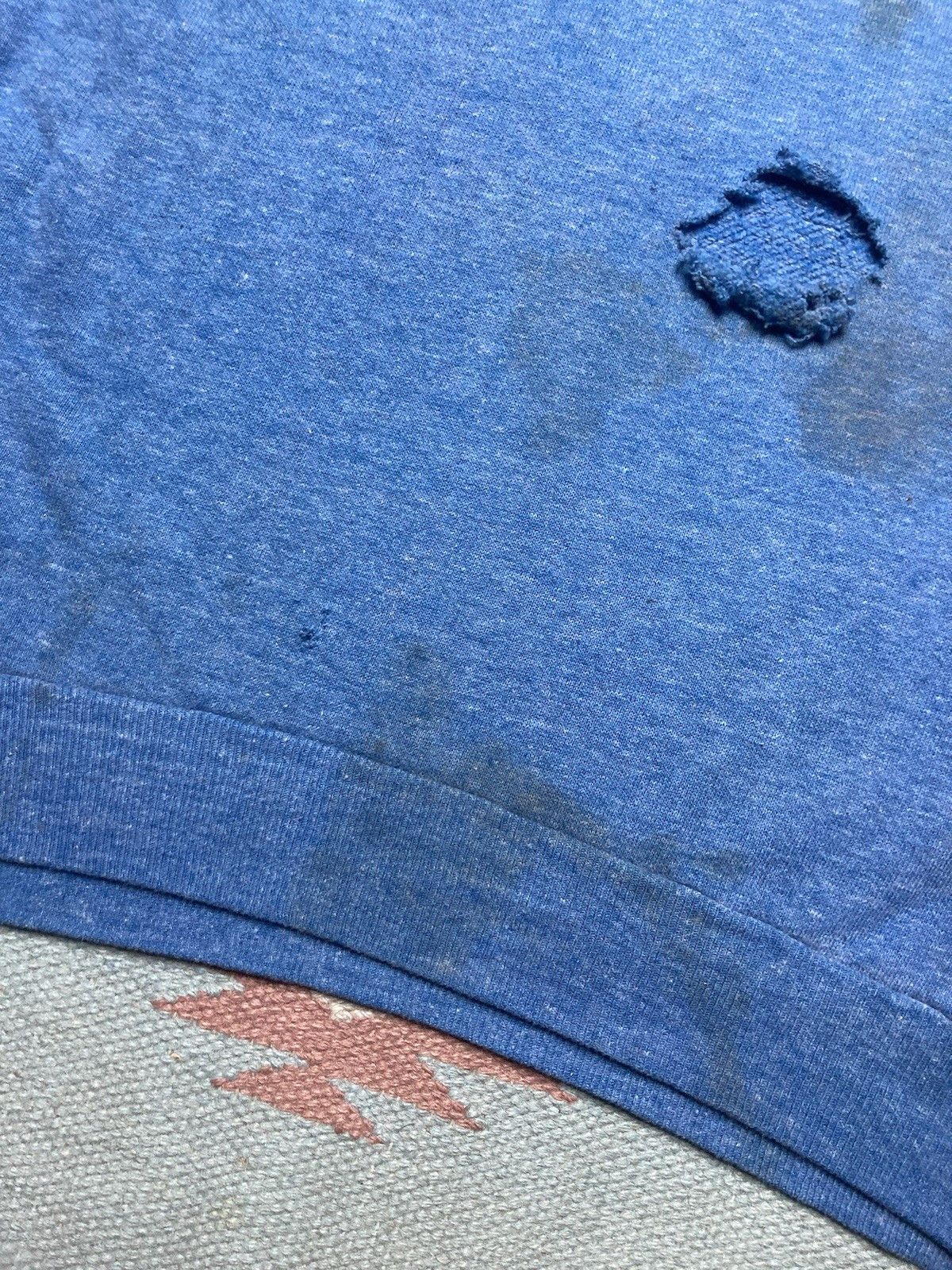Vintage 70s crewneck sweatshirt heather blue distressed whooped XL Size US XL / EU 56 / 4 - 10 Thumbnail