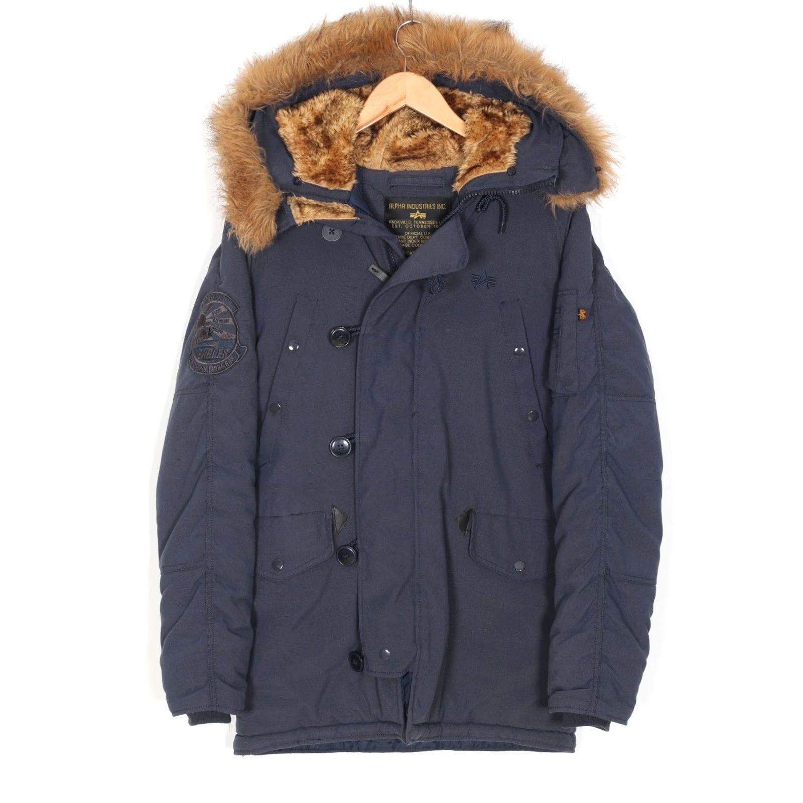 Alpha Industries ALPHA INDUSTRIES N3B Faux Fur Hooded Parka Jacket Men M Blue Size US M / EU 48-50 / 2 - 2 Thumbnail