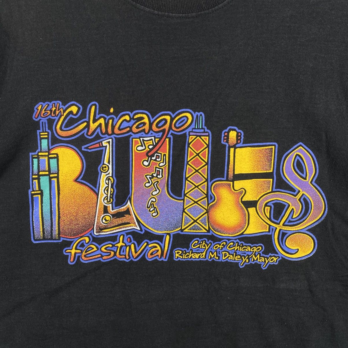 Vintage Vintage 00's 16th CHICAGO BLUES FESTIVAL Graphic Tee Shirt Size US L / EU 52-54 / 3 - 2 Thumbnail