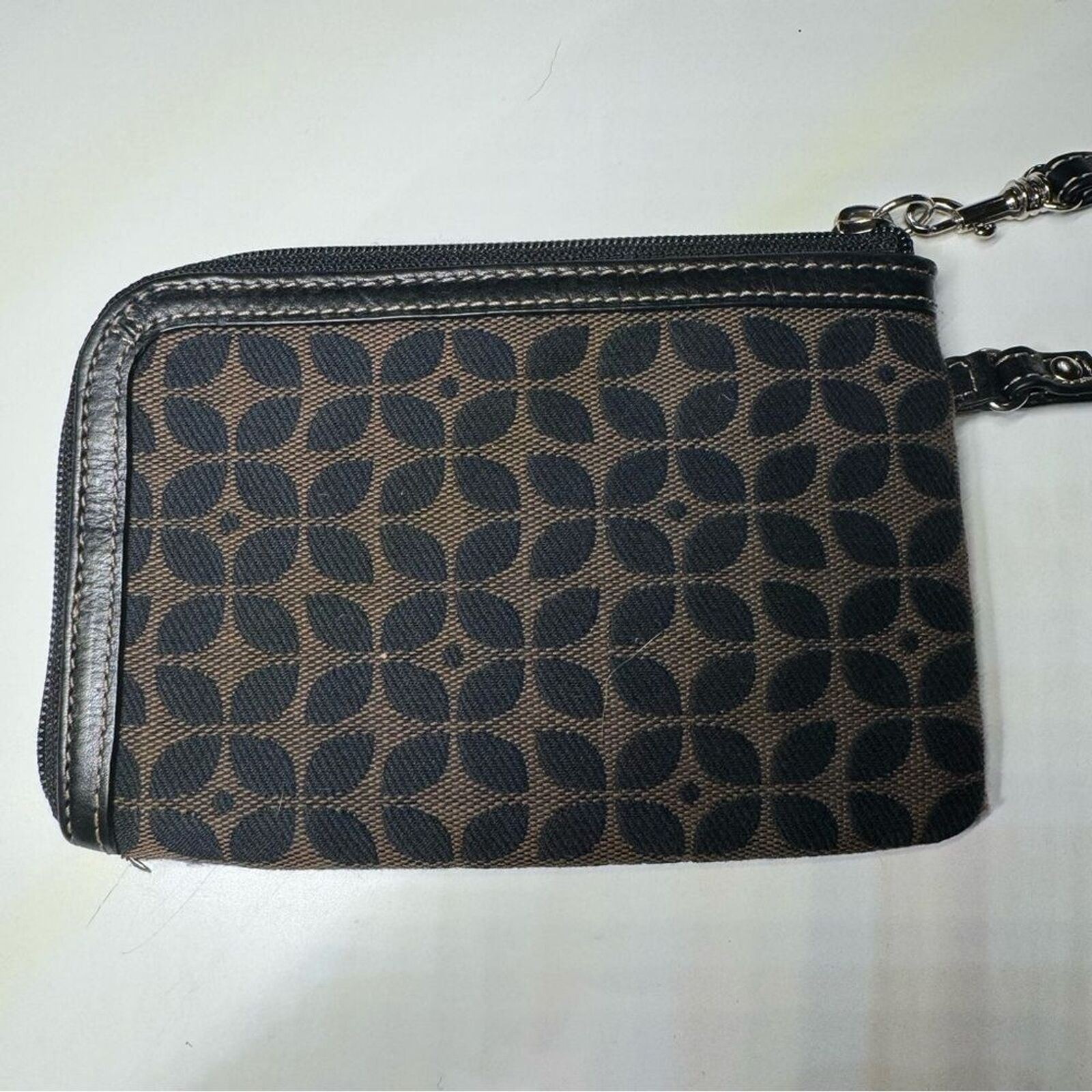 Fossil Fossil Leather Trim Canvas Wristlet Wallet Black/Brown Size ONE SIZE - 2 Thumbnail