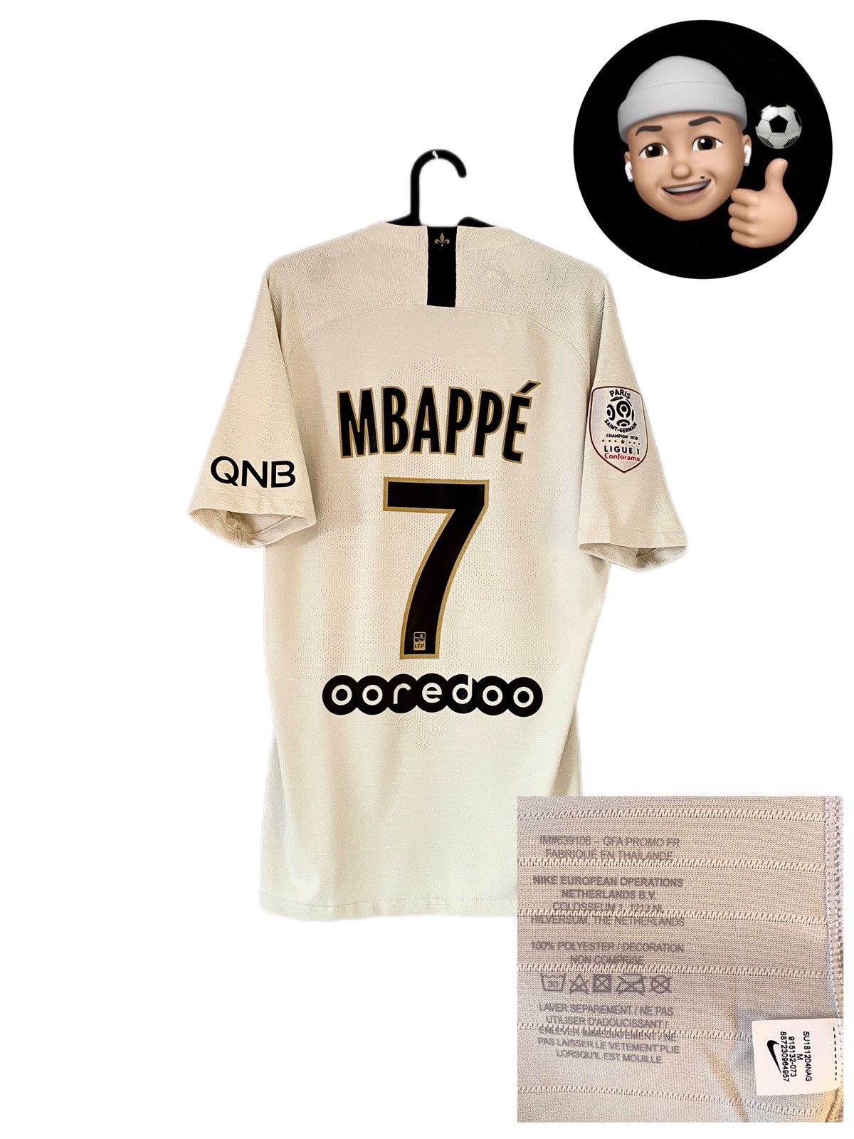 2018 2019 GAME ISSUE PSG Mbappe Nike Away Kit Soccer Jersey