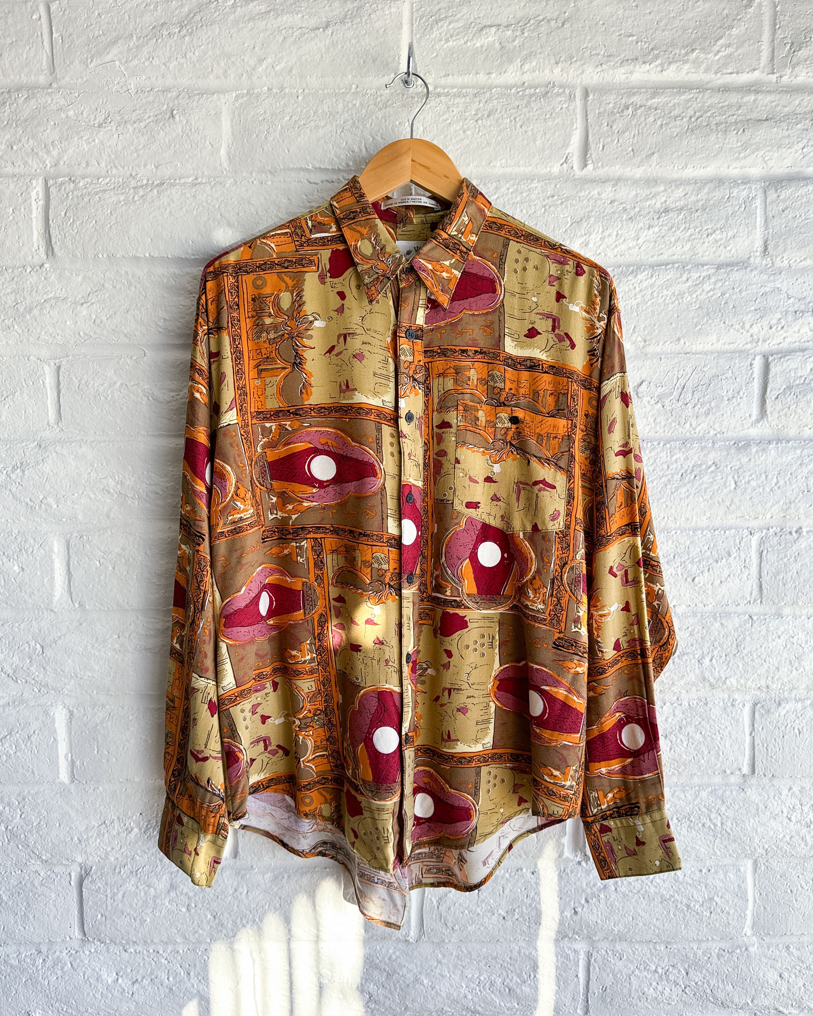 Vintage 90s Moda Bianco Long Sleeve Button Up Shirt Men's L