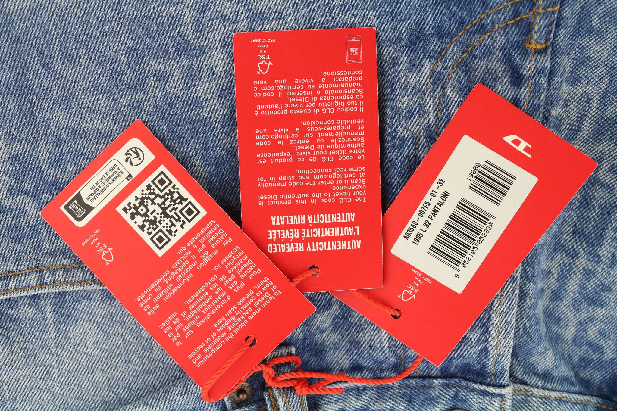 Diesel 1995 007F5 W32 Slim Straight Washed Blue Jeans 40226 Size US 32 / EU 48 - 9 Thumbnail