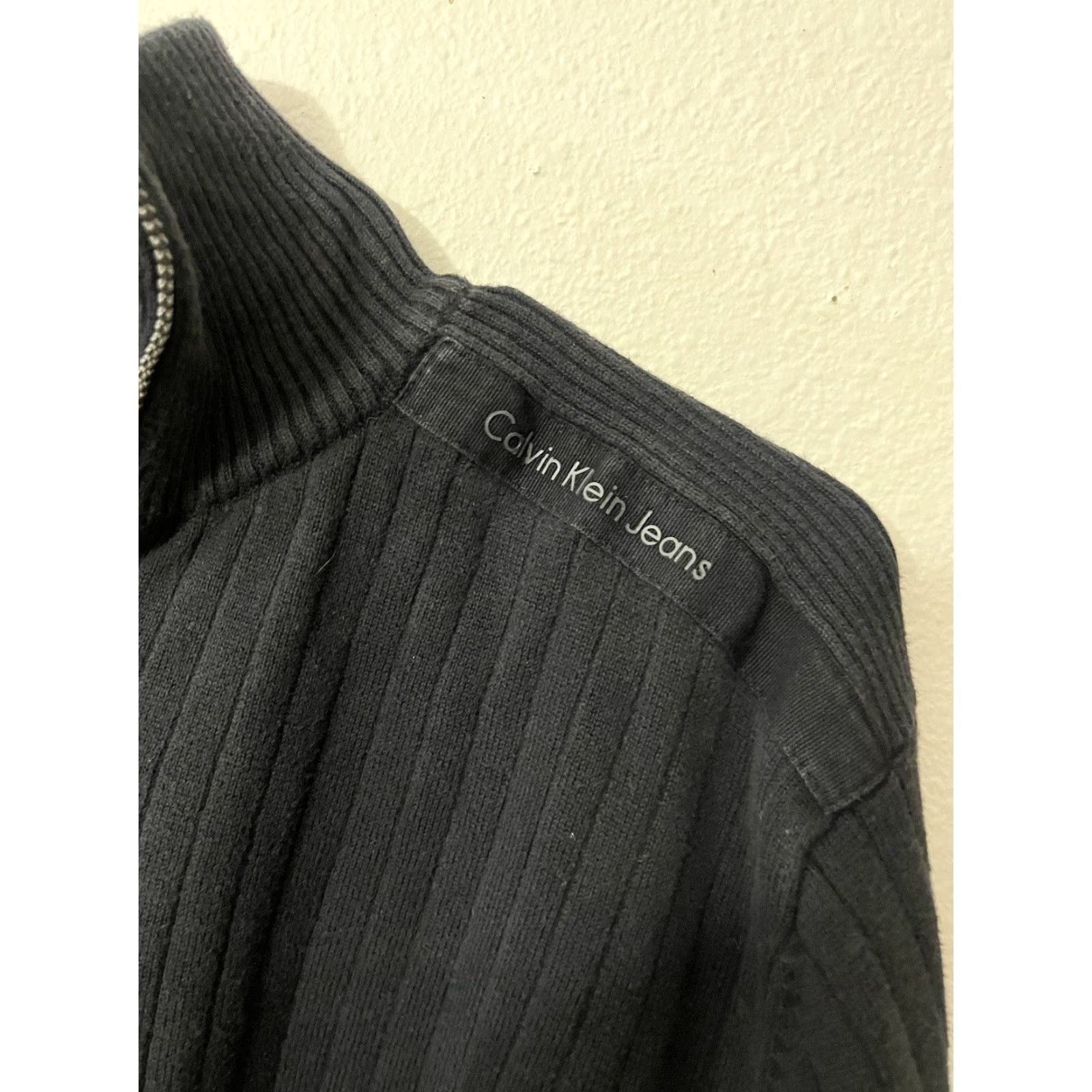 Calvin Klein CALVIN KLEIN VINTAGE 1/4 Zip Mock Neck Sweater XL Black Mens Size US XL / EU 56 / 4 - 3 Thumbnail