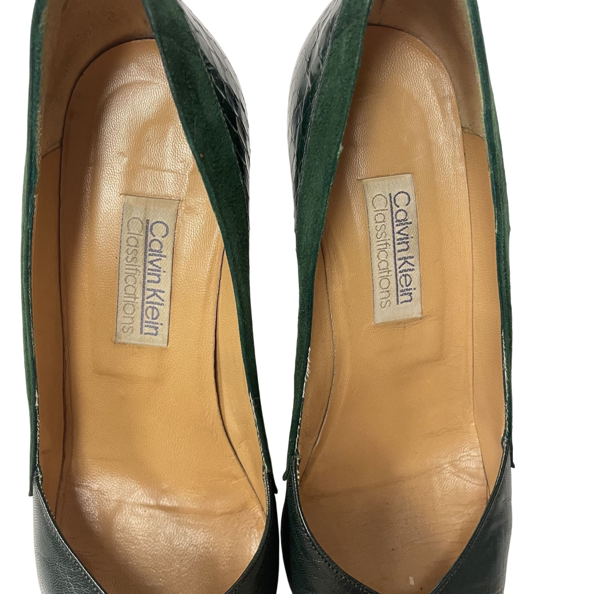 Calvin Klein Vtg Calvin Klein CK SUEDE Leather SNAKESKIN Pumps Size US 6 / IT 36 - 10 Thumbnail
