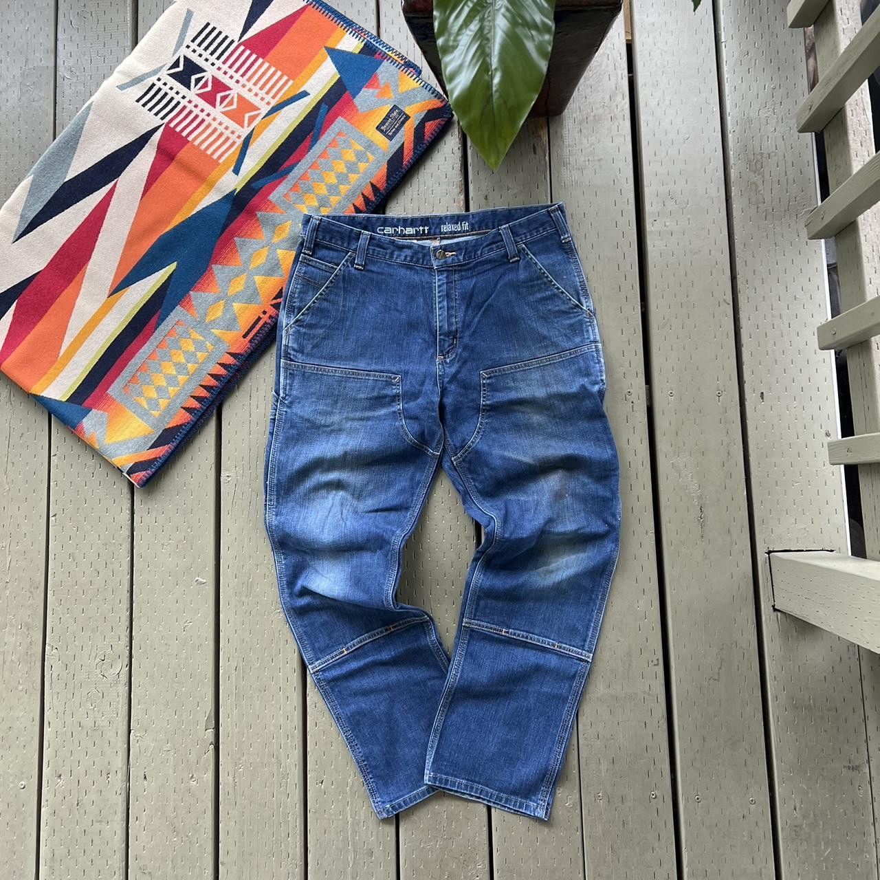 Carhartt Vintage Y2K Carhartt denim blue double knee work wear pants Size US 34 / EU 50 - 2 Thumbnail