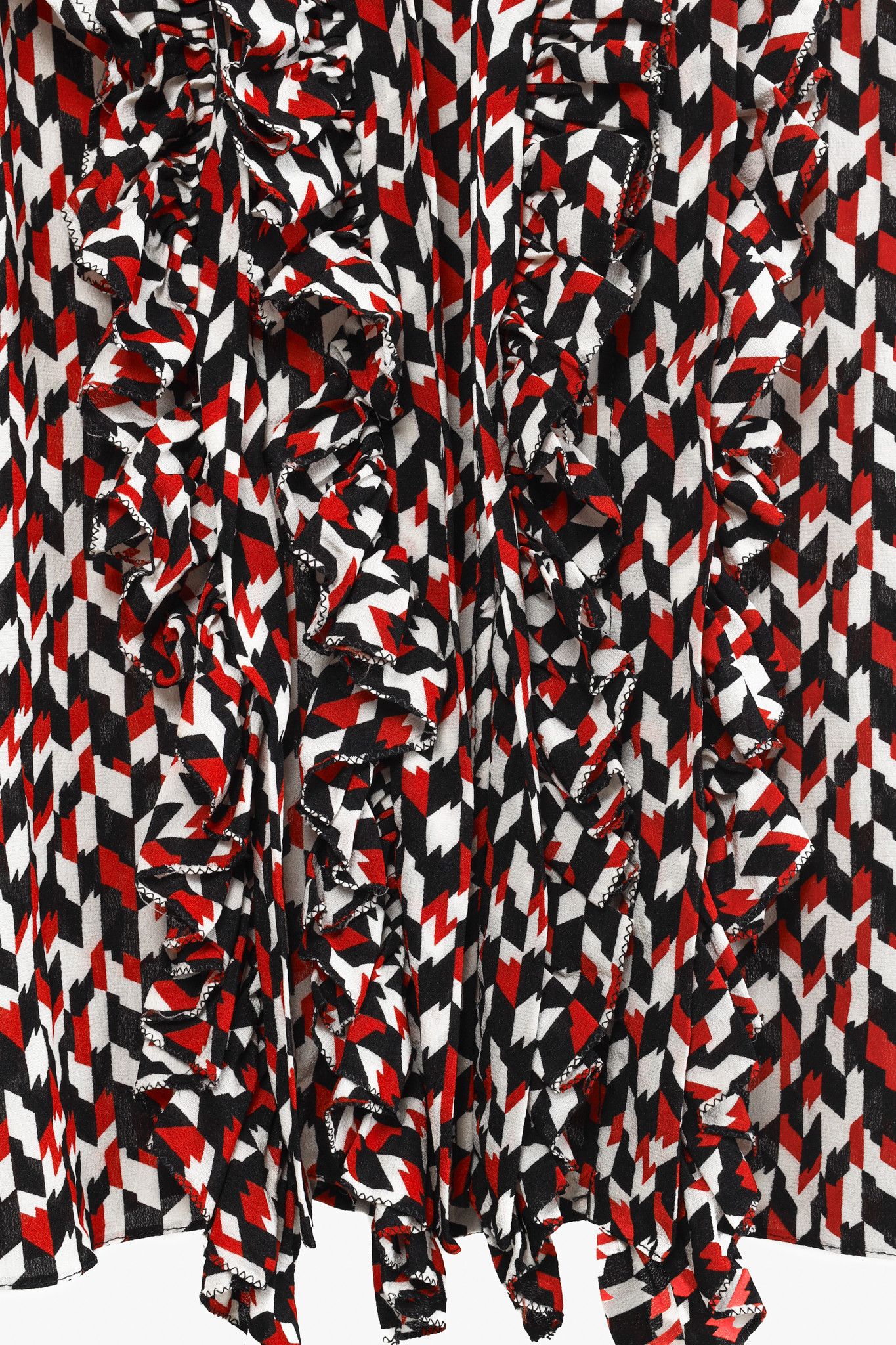 Marni Marni Red Black Geometric Silk Ruffle Blouse Size M / US 6-8 / IT 42-44 - 6 Thumbnail