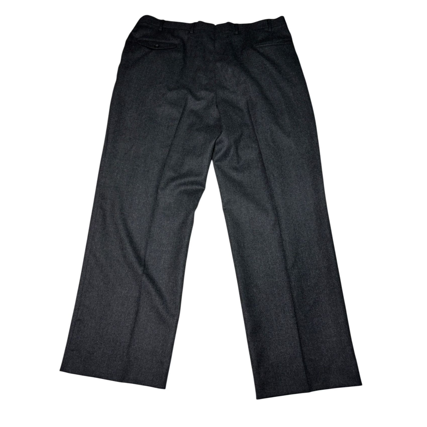 Vintage VINTAGE JOE A BANK Mens Dress Pants Charcoal Gray 38x30 Wool Pleated Front Beltless Zipper Button Pockets Back Welt Pocket Formal Wedding Business Size US 38 / EU 54 - 6 Thumbnail