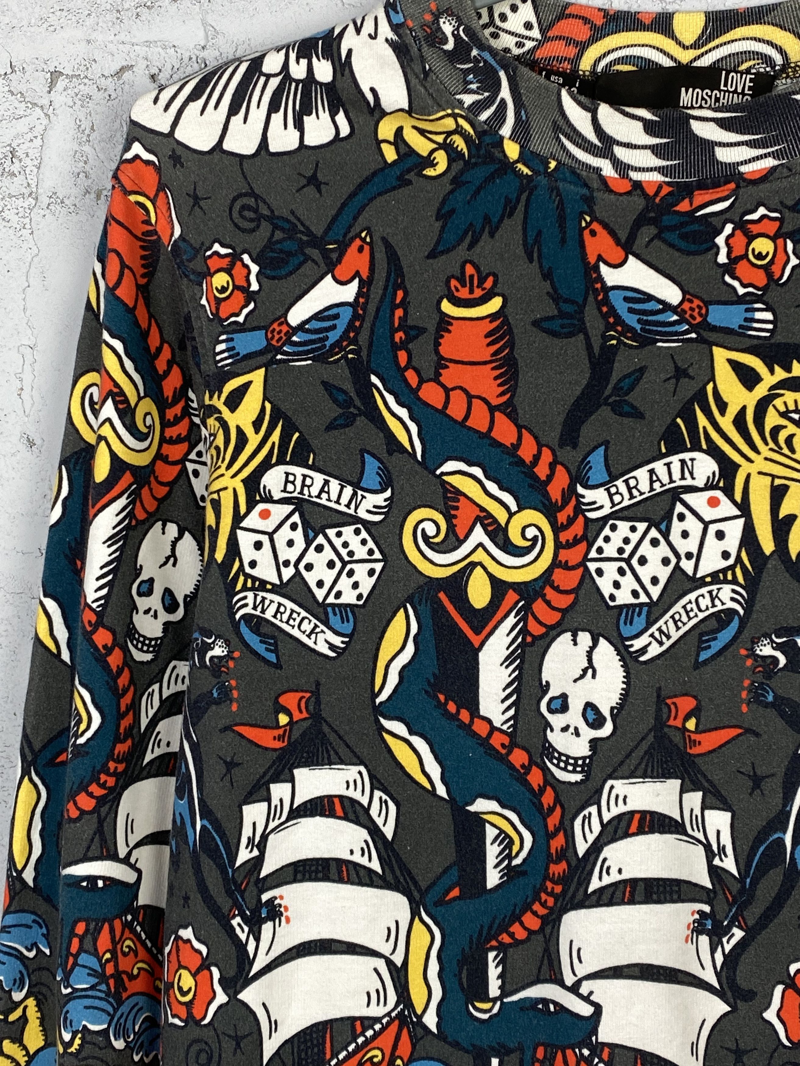 Moschino × Vintage Moschino Tattoo Crewneck Sweatshirt Size S / US 4 / IT 40 - 3 Thumbnail
