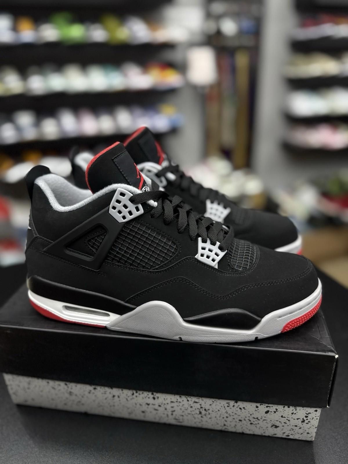 Jordan Brand NEW Nike Air Jordan 4 Retro OG Bred Black Red Shoes 10.5 Size US 10.5 / EU 43-44 - 2 Thumbnail