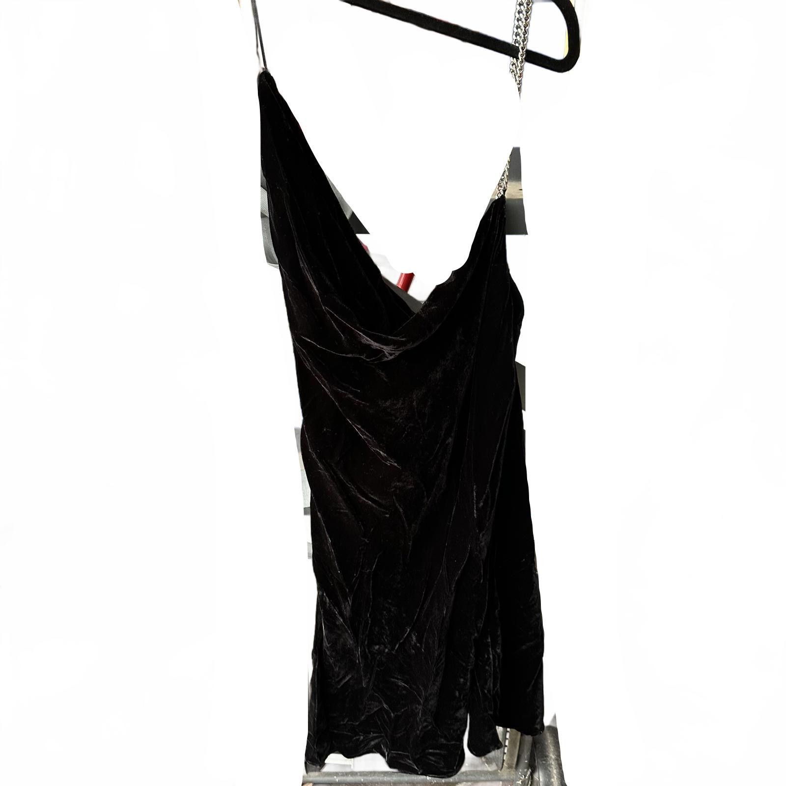 Zara ZARA Velvet Slip Dress with chain strap Black Size M Size M / US 6-8 / IT 42-44 - 1 Thumbnail