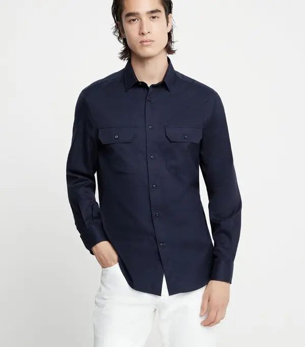 Brunello Cucinelli o1w1db10725 Shirt in Navy Blue Size US M / EU 48-50 / 2 - 2 Thumbnail