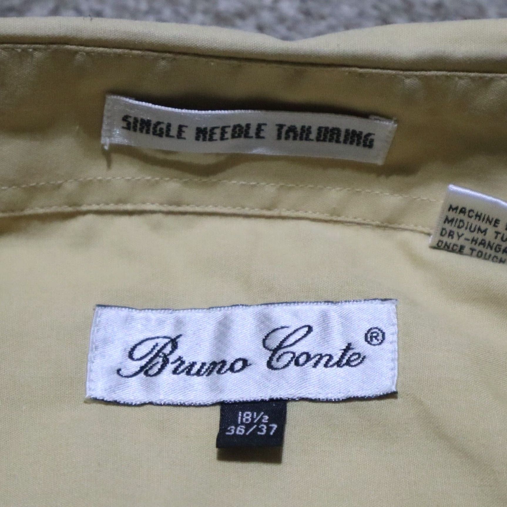 Vintage Bruno Conte Shirt Adult 18.5 Yellow Button-Up Long Sleeve Men’s 36/37 Regular XS? Size US XXL / EU 58 / 5 - 3 Thumbnail