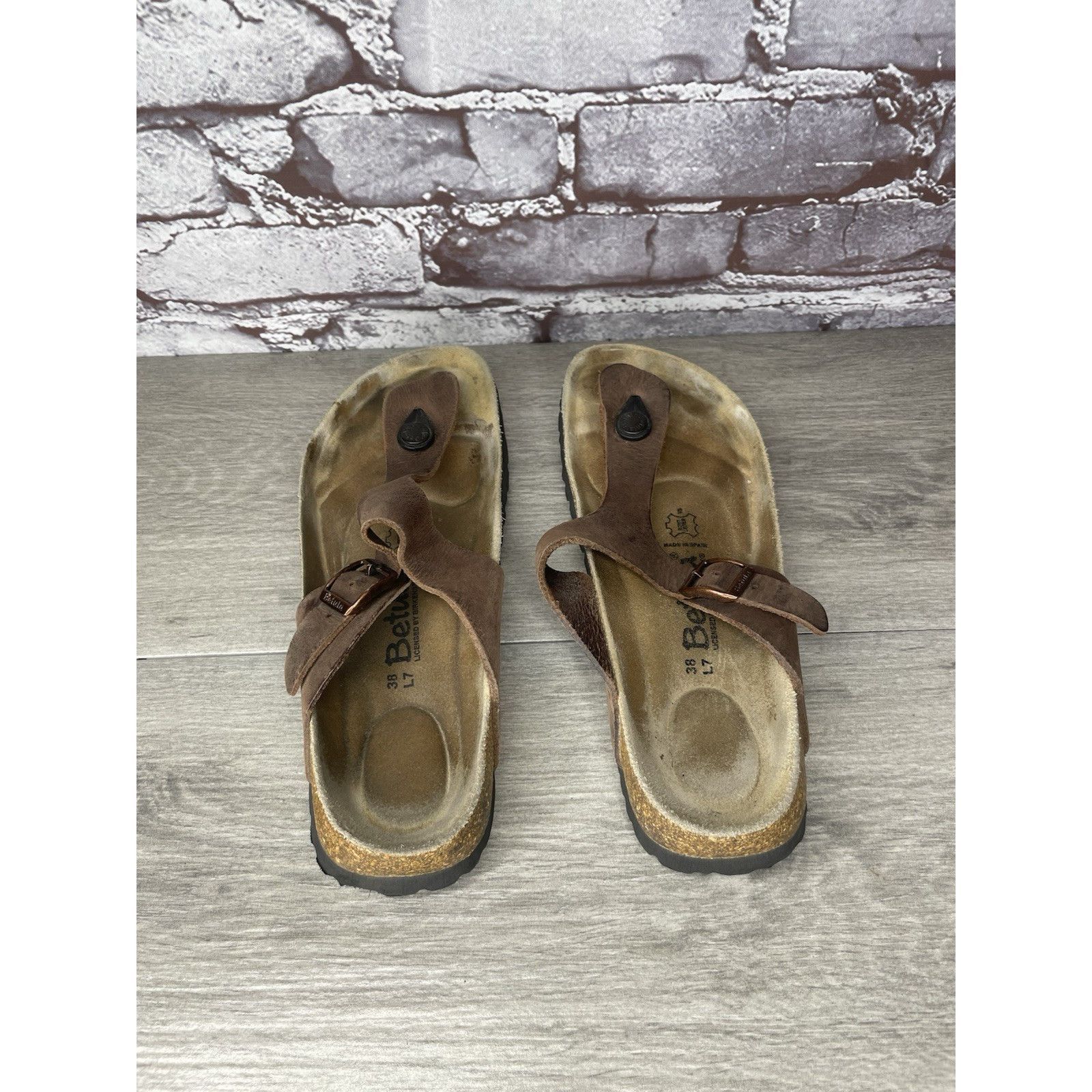 Birkenstock Betula Birkenstock Gizeh Brown Leather Cork Thong Sandals Wo Size US 8 / IT 38 - 6 Thumbnail