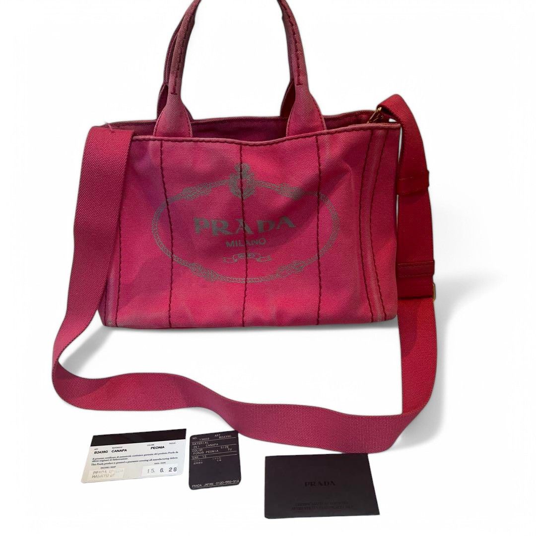 Prada Prada - Canapa Denim 2Way Pink Shoulder Bag Handbag Size ONE SIZE - 2 Thumbnail