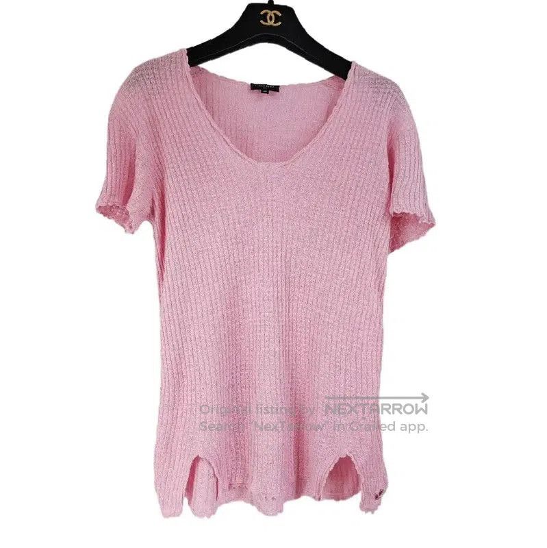 Chanel Chanel Pink Logo Short Sleeve Sweater . Size XS / US 0-2 / IT 36-38 - 1 Thumbnail