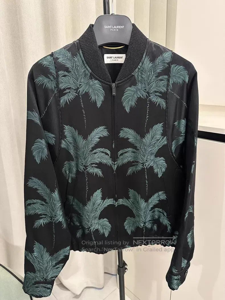 Saint Laurent Paris Saint Laurent Paris Palm satin jacquard jacket baseball su Size XS / US 0-2 / IT 36-38 - 1 Thumbnail