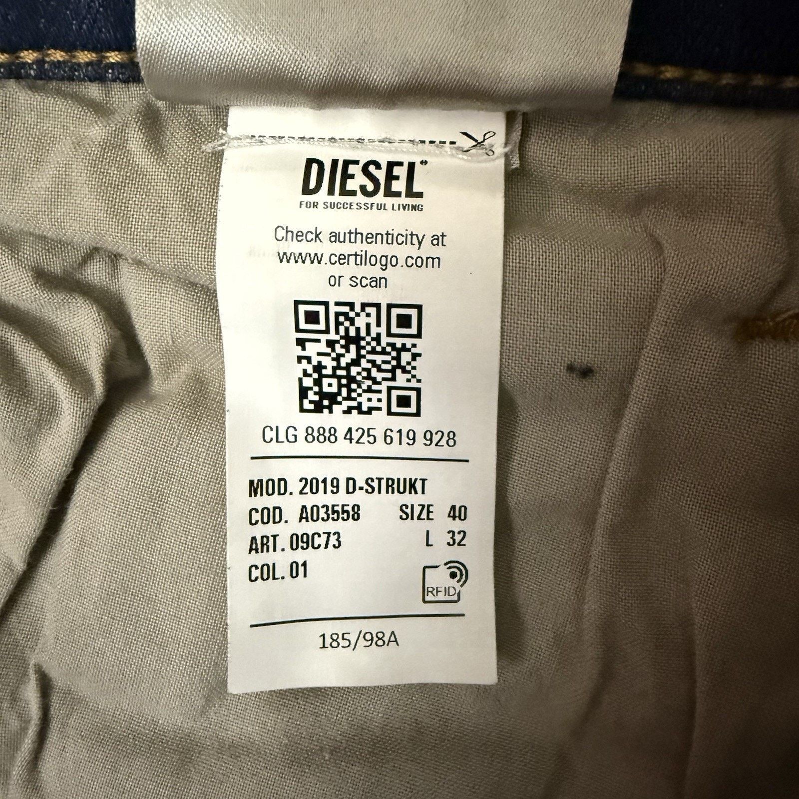Diesel Diesel Mens Jeans Size 40x32 2019 D Strukt 09C73 Italy Size US 40 / EU 56 - 3 Thumbnail