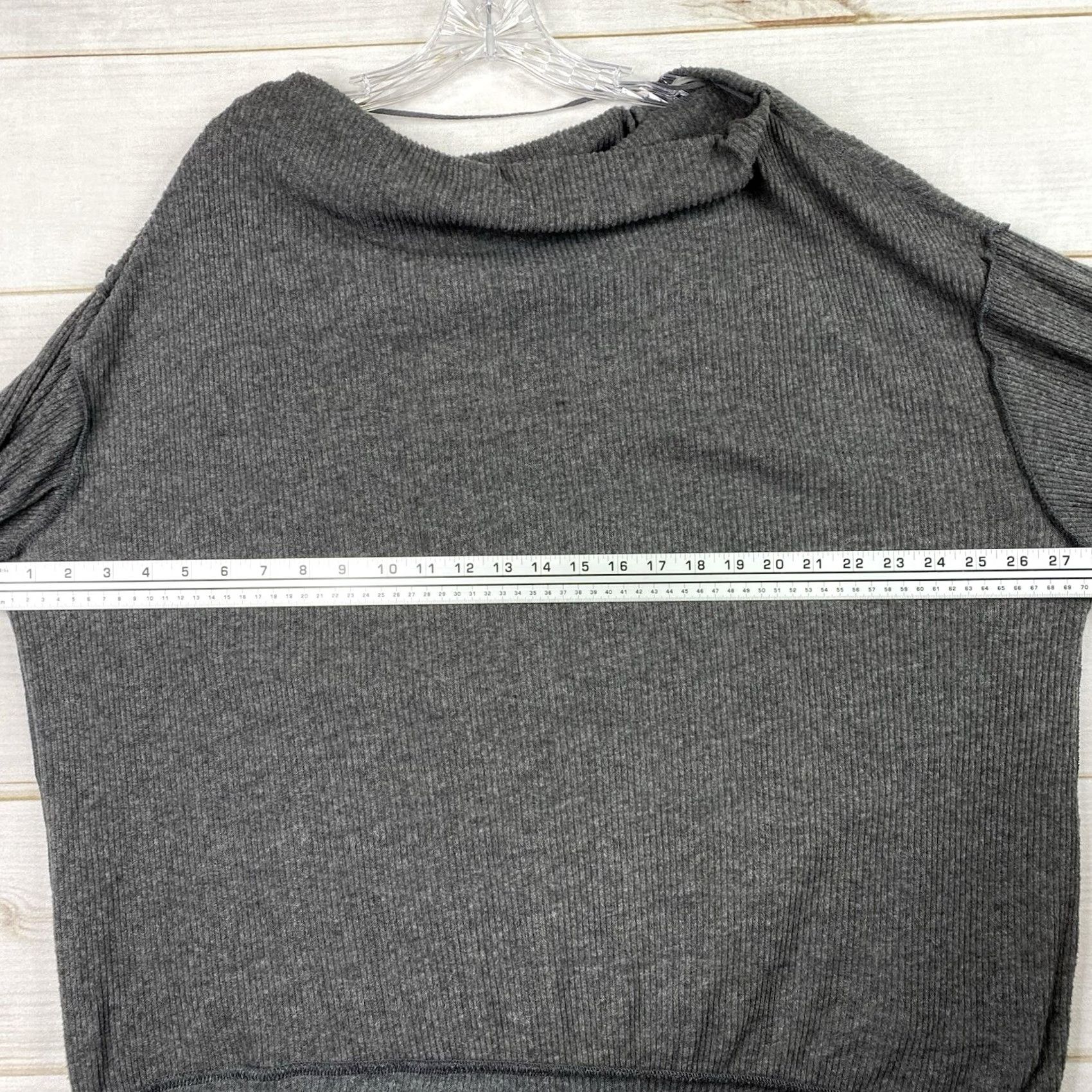 Free People We the Free People Sweater Womens M Gray Ribbed Balloon Sleeve Slouch Neck NWT Size M / US 6-8 / IT 42-44 - 6 Thumbnail