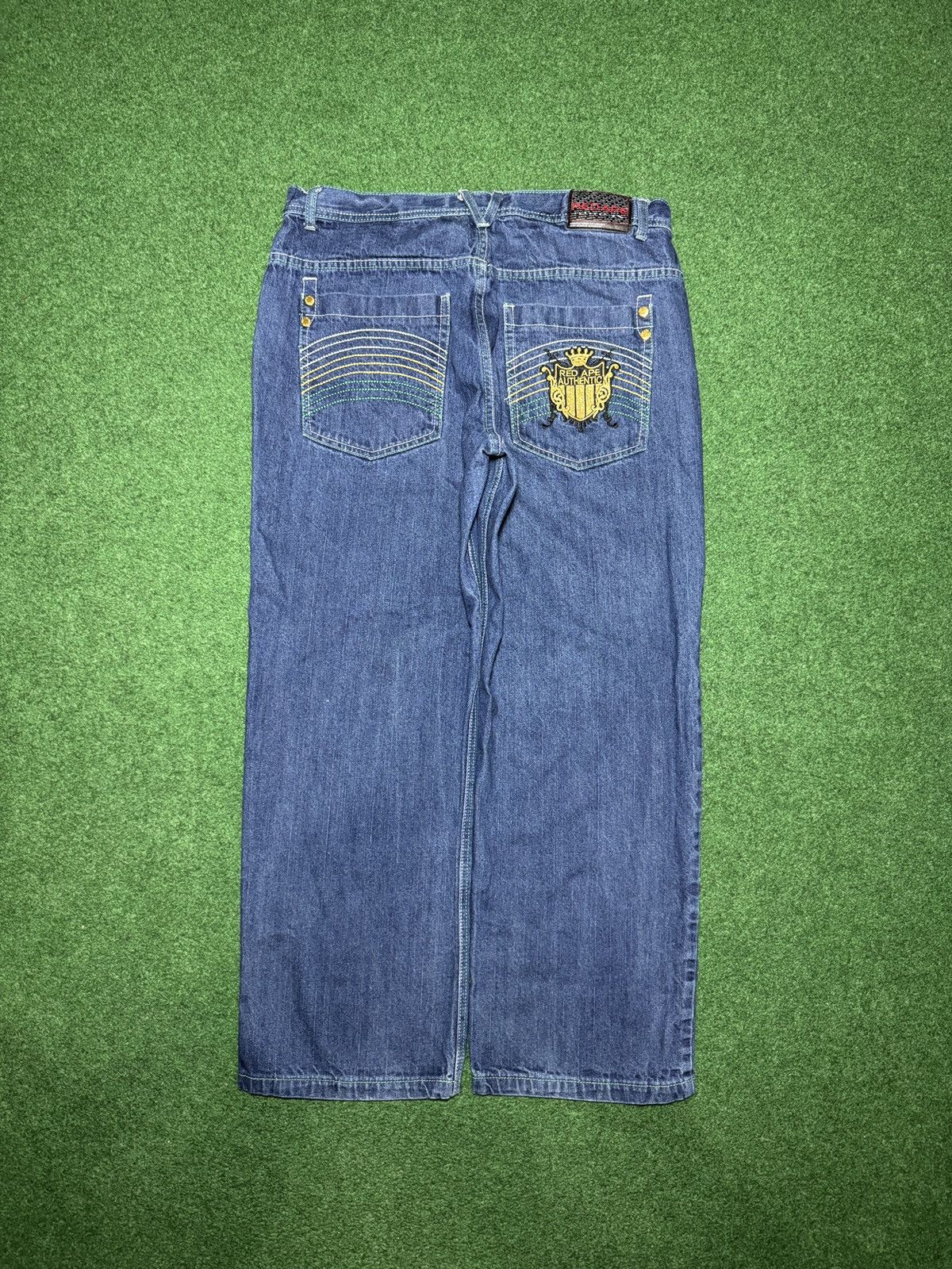 Vintage Vintage 90s Baggy Red Ape Hip Hop Wide Leg 38x32 Jeans Size US 38 / EU 54 - 1 Thumbnail
