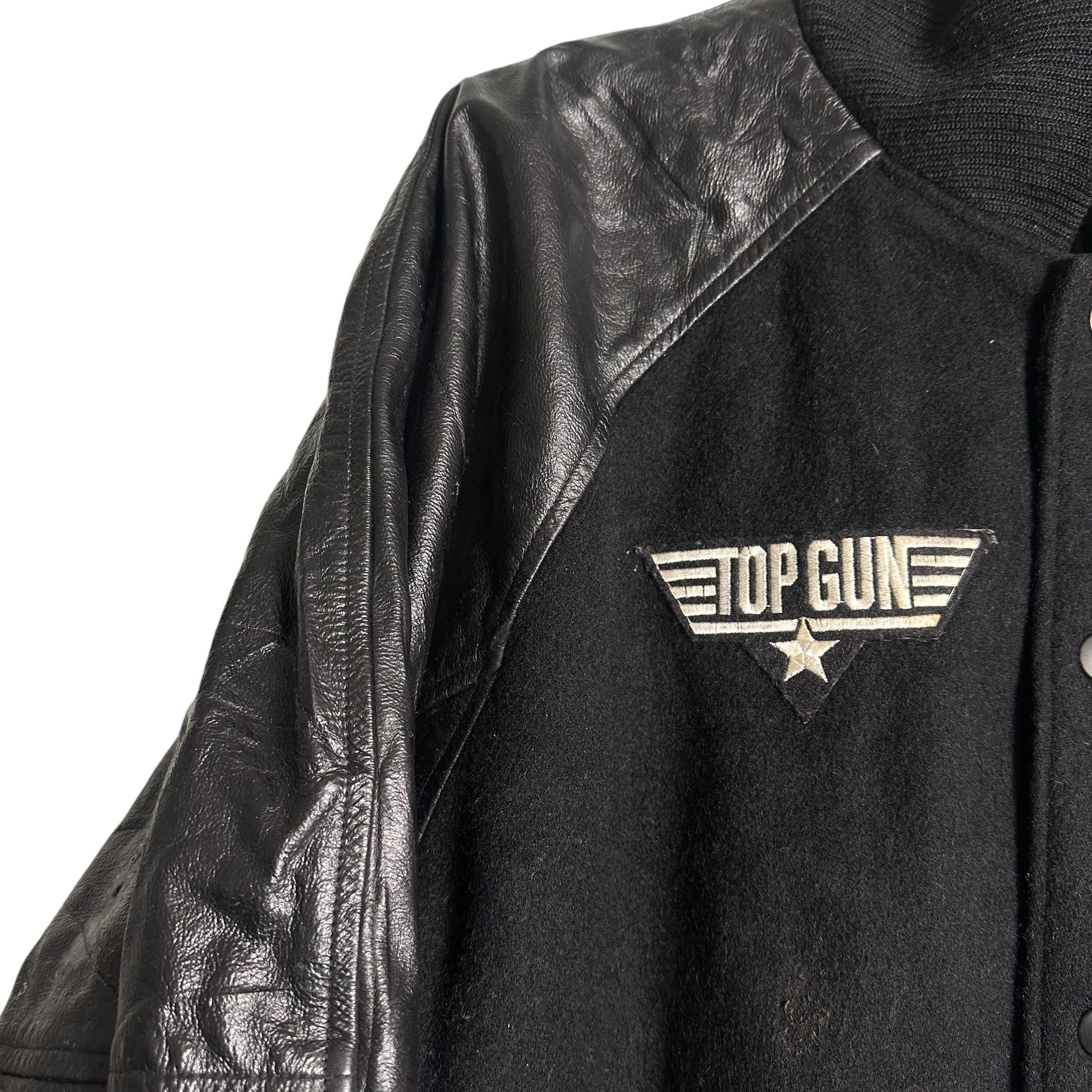 Genuine Leather 🔥RARE🔥Vintage Military Sleeve Leather Wool Varsity Jacket Size US L / EU 52-54 / 3 - 7 Thumbnail