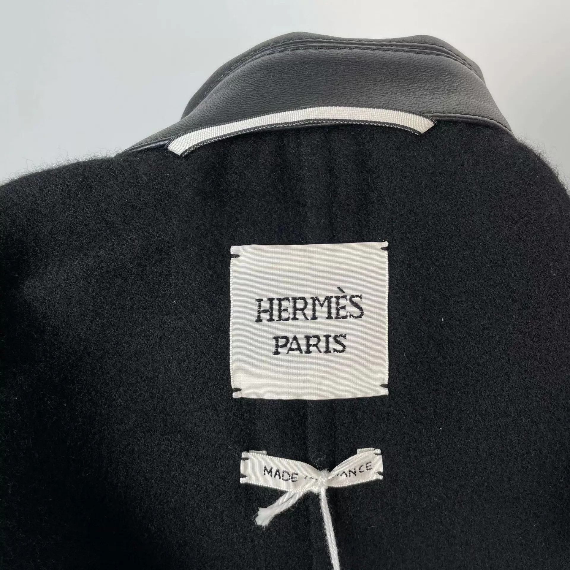 Hermes Hermès cashmere leather collar coat black 34 Size XS / US 0-2 / IT 36-38 - 4 Thumbnail