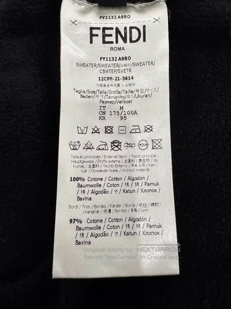 Fendi Fendi Black leather patch logo men's long-sleeve sweatshir Size US M / EU 48-50 / 2 - 7 Thumbnail