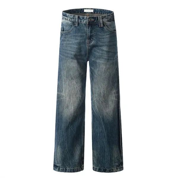VIBE Men's street punk distressed washed loose wide-leg jeans Size US 32 / EU 48 - 8 Thumbnail