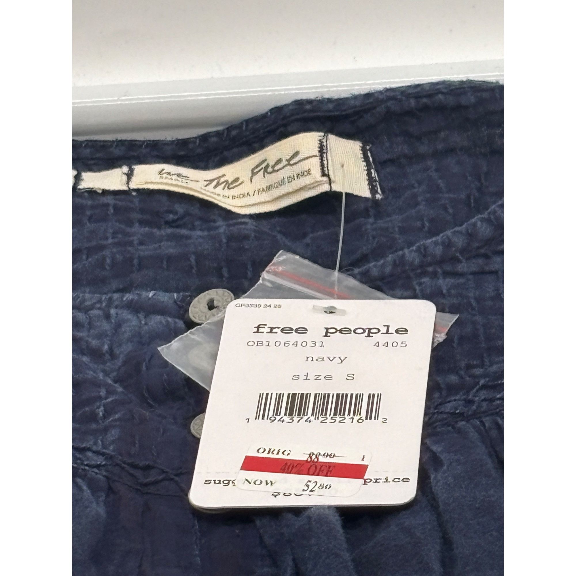 Free People Free People Cool Meadow Woven Cotton Top, Navy, Sz. S Size S / US 4 / IT 40 - 8 Thumbnail