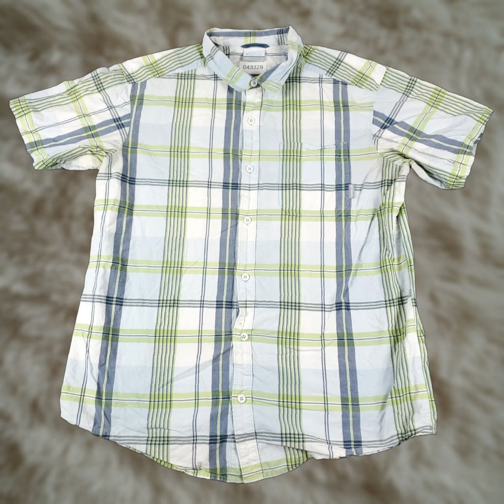 Vintage Columbia Shirt Mens L Blue Plaid Button-Up Short Sleeve Casual Button-Down Collar Men’s Regular Fit Size US L / EU 52-54 / 3 - 1 Thumbnail