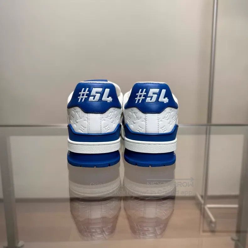 Louis Vuitton Louis Vuitton Trainer white and blue embossed full print s Size US 8 / EU 41 - 4 Thumbnail
