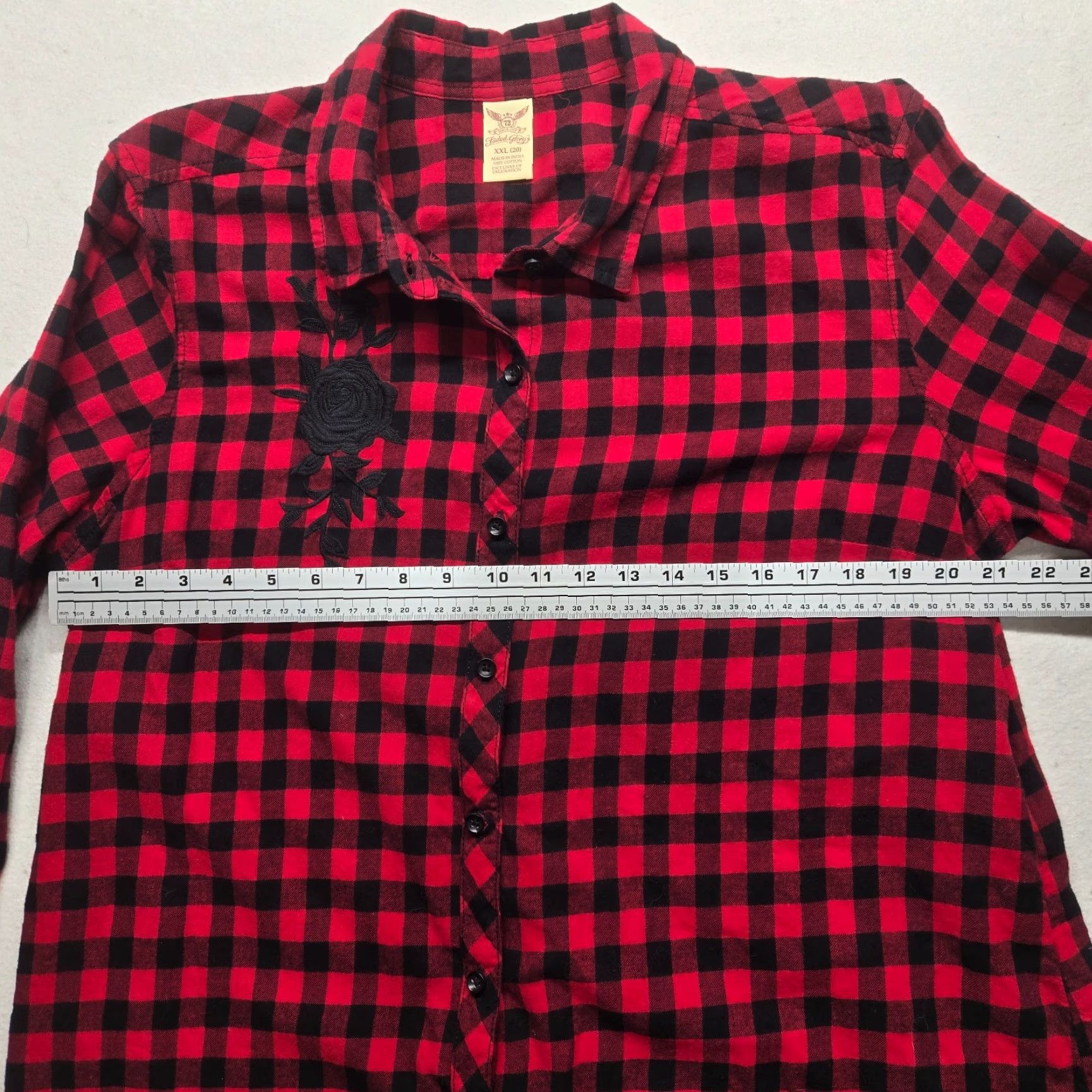 Faded Glory Faded Glory Shirt Button-Up Plaid Red Buffalo Collared Embroidered Chest Pocket 2XL Size XXL / US 16-18 / IT 52-54 - 5 Thumbnail