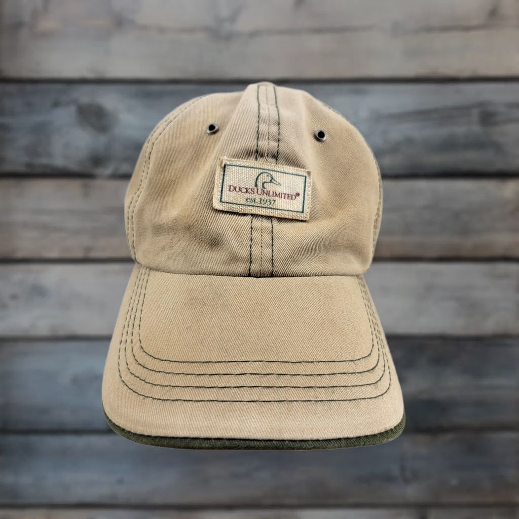 Vintage DUCKS UNLIMITED DISTRESSED TAN ADJUSTABLE CAP/HAT Unisex Adults Adjustable Tan Baseball Cap Size ONE SIZE - 1 Thumbnail