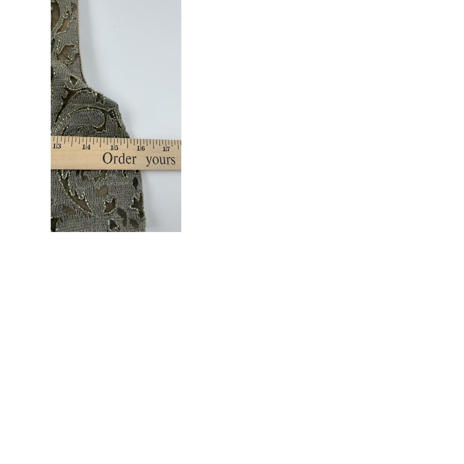 Anthropologie Not So Serious Dress Womens 0 Olive Green Silk Beaded Embroidered Tiered Sheer Size XS / US 0-2 / IT 36-38 - 9 Thumbnail